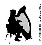 woman playing harp vector... | Shutterstock .eps vector #2158325813