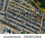 Aerial Top View Of Used Car...