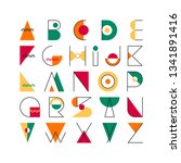 geometrical latin font  color... | Shutterstock .eps vector #1341891416