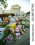 Small photo of WASHINGTON SEPTEMBER 20, 2020 – Notes and flowers are left at the Supreme Court of the United States in memory of the late Supreme Court Justice Ruth Bader Ginsburg in Washington DC on September 20, 2