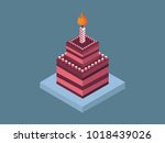 isometric birthday cake | Shutterstock .eps vector #1018439026