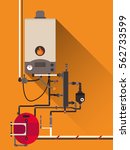 central heating with gas boiler | Shutterstock .eps vector #562733599