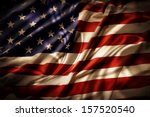 Closeup of ruffled American flag 