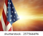 American Flag And Bright Sky