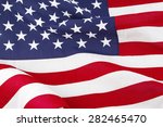closeup of ruffled american flag | Shutterstock . vector #282465470