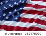 Closeup of ruffled american flag