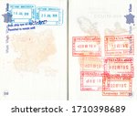immigration stamps of vietnam... | Shutterstock . vector #1710398689
