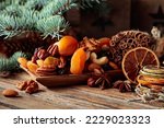 Dried Fruits And Nuts On An Old ...