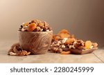 Dried fruits and nuts on a...
