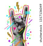 rock'n'roll or heavy metal hand ... | Shutterstock .eps vector #1317136049