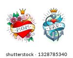 set of classic tattoo    heart... | Shutterstock .eps vector #1328785340