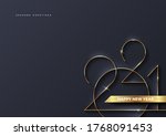 golden 2021 new year logo.... | Shutterstock .eps vector #1768091453