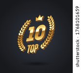top 10 award emblem. golden... | Shutterstock .eps vector #1768101659