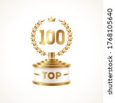 top 100 award cup. golden award ... | Shutterstock .eps vector #1768105640