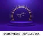 blue podium for premium product ... | Shutterstock .eps vector #2040662156