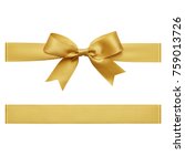 gold bow tied using silk ribbon ... | Shutterstock . vector #759013726