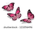 Three Pink Butterflies ...