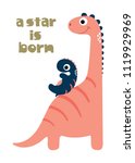 happy dinosaur with baby dino.... | Shutterstock .eps vector #1119929969