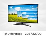 4K television display with comparison of resolutions 