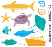 collection of sea animals... | Shutterstock .eps vector #188827403