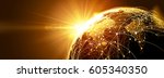 highly detailed planet earth... | Shutterstock .eps vector #605340350