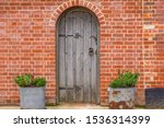 Old Arched Wooden Door With...