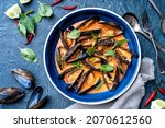 Delicious Blue Mussels In A...