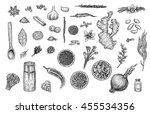 herbs   spices collection ... | Shutterstock . vector #455534356