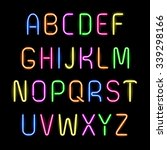 set of glowing neon letters ... | Shutterstock .eps vector #339298166