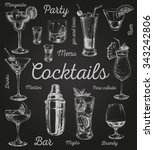 set of sketch cocktails and... | Shutterstock .eps vector #343242806
