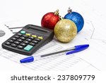 Business Christmas of balls, pen, calculator