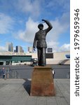 Small photo of COVENTRY, ENGLAND - SEPTEMBER 10, 2019: The statue of Sir Frank Whittle in front of Coventry Transport Museum, England