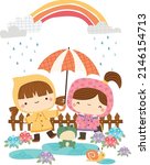 a vector of two kids playing in ... | Shutterstock .eps vector #2146154713