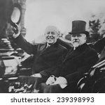 Woodrow Wilson (1856-1924) and Raymond Poincare (1860-1934), then President of France. 1919 photo taken during Wilson