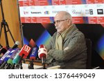Small photo of MOSCOW – APRIL 18, 2019: Nikita Mikhalkov, film director, actor, cinematographer, President of Moscow International Film Festival (MIFF), gives interview at a press-conference of 41st MIFF.