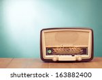 Old Retro Radio With Green Eye...