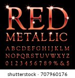 vector set of shiny red metal... | Shutterstock .eps vector #707960176