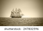 Three Mast Schooner Under Sails ...