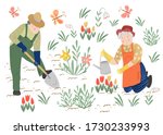 old man and woman gardener... | Shutterstock .eps vector #1730233993