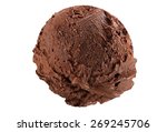 Scoop of dark chocolate ice cream on white background