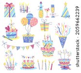 happy birthday icon set.... | Shutterstock .eps vector #2059662239