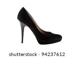 Elegant high heel shoes on white background. Black footwear.