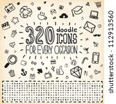 320 vector doodle icons... | Shutterstock .eps vector #112913560
