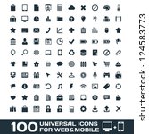 100 universal icons for web and ... | Shutterstock . vector #124583773