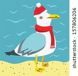 Funny Christmas Seagull On The...