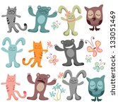 set of cute funny animals | Shutterstock .eps vector #133051469