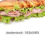 tasty honey roasted ham and lettuce baguette sandwich