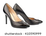 Black high heel women shoes isolated on white background.