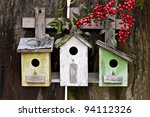 Three Cute Birdhouses With...
