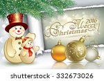 christmas card with a snowman... | Shutterstock .eps vector #332673026